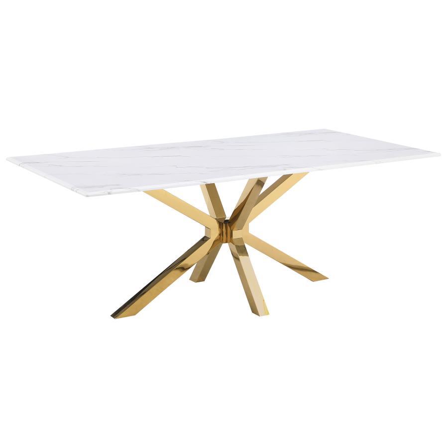 Coaster Fine Furniture Venera - Rectangular Faux Marble Dining Table - White | Meri Furniture