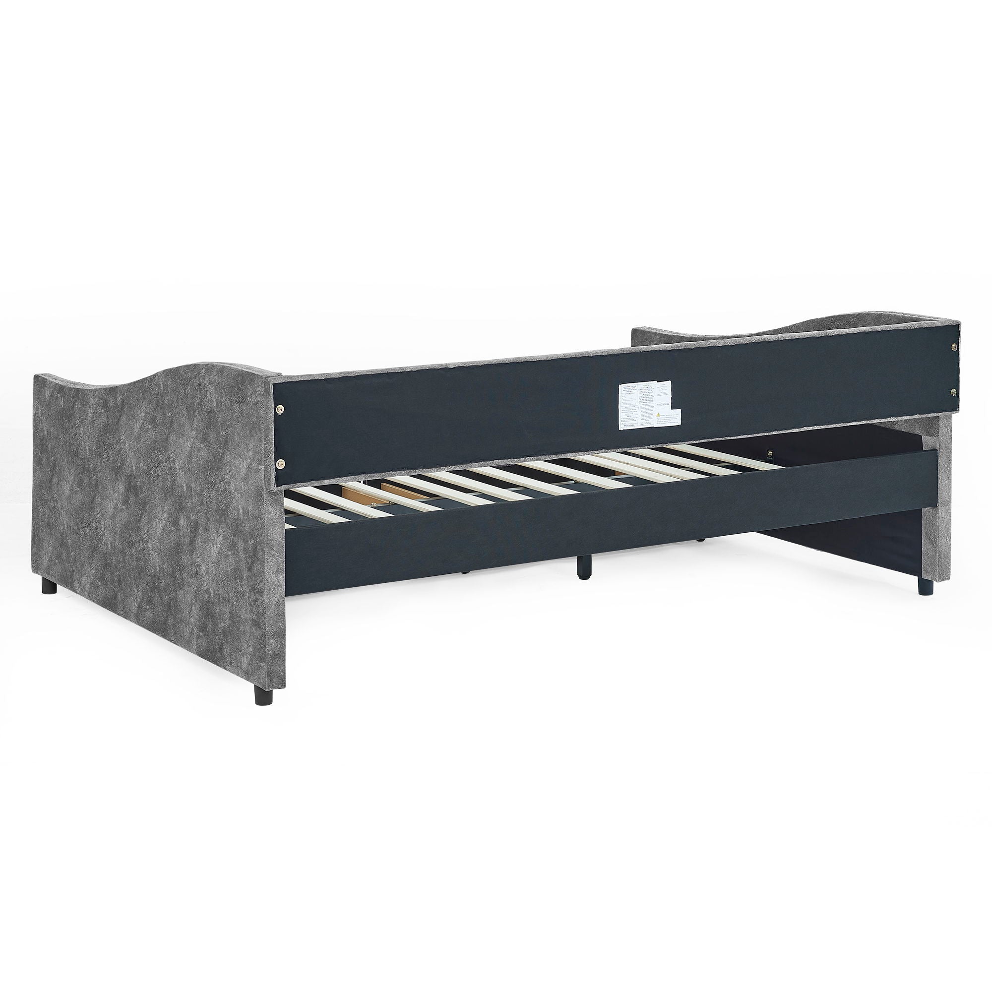 Upholstered Tufted Daybed With Drawers, Waved Arms