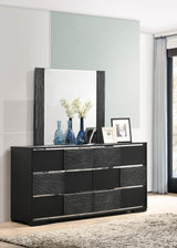 Blacktoft - 6-Drawer Dresser With Mirror - Black