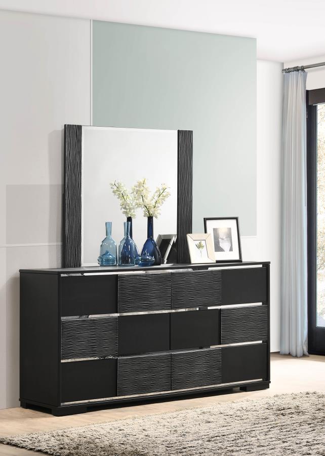 Coaster Fine Furniture Blacktoft - 6-Drawer Dresser With Mirror - Black | Meri Furniture
