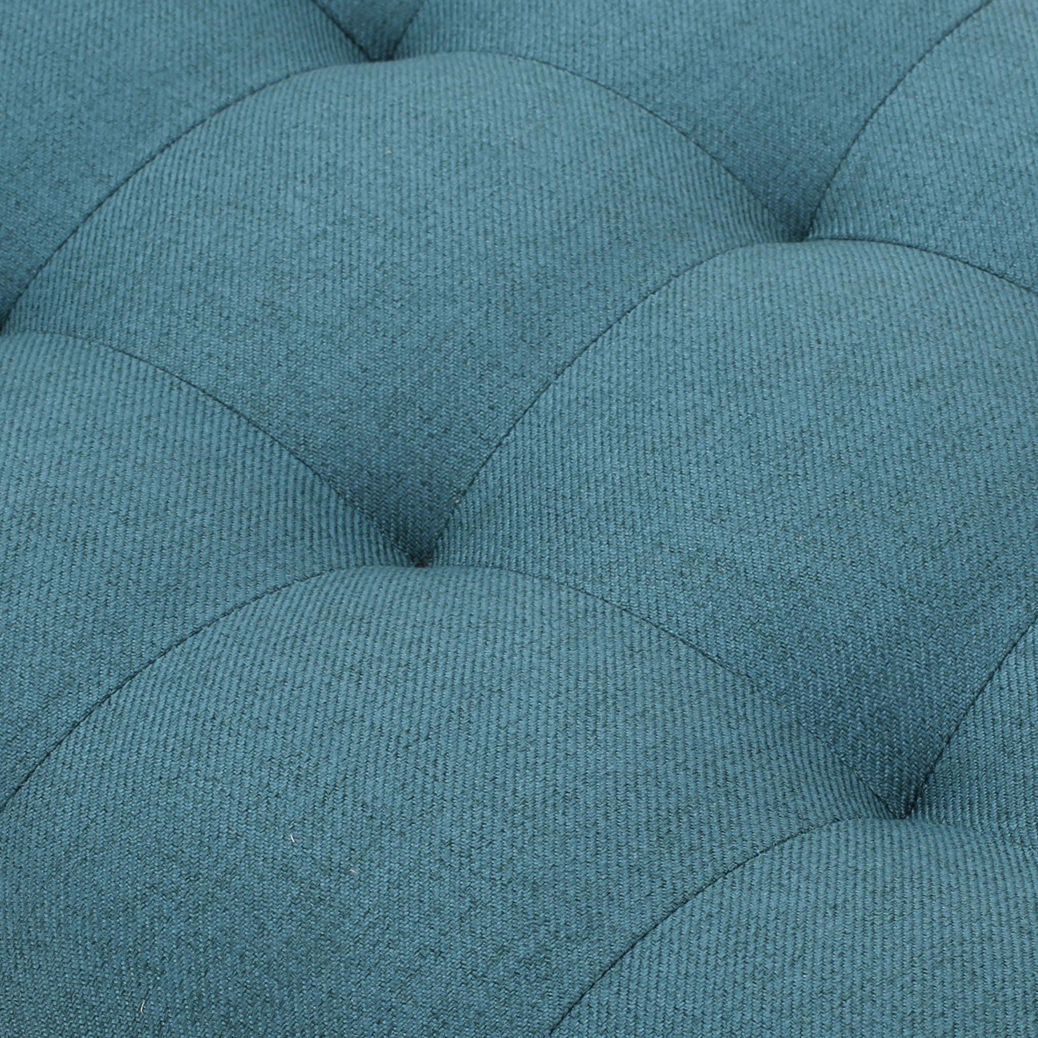 Modern Fabric Bench With Padded Seat And Wide U Shape Design - Teal