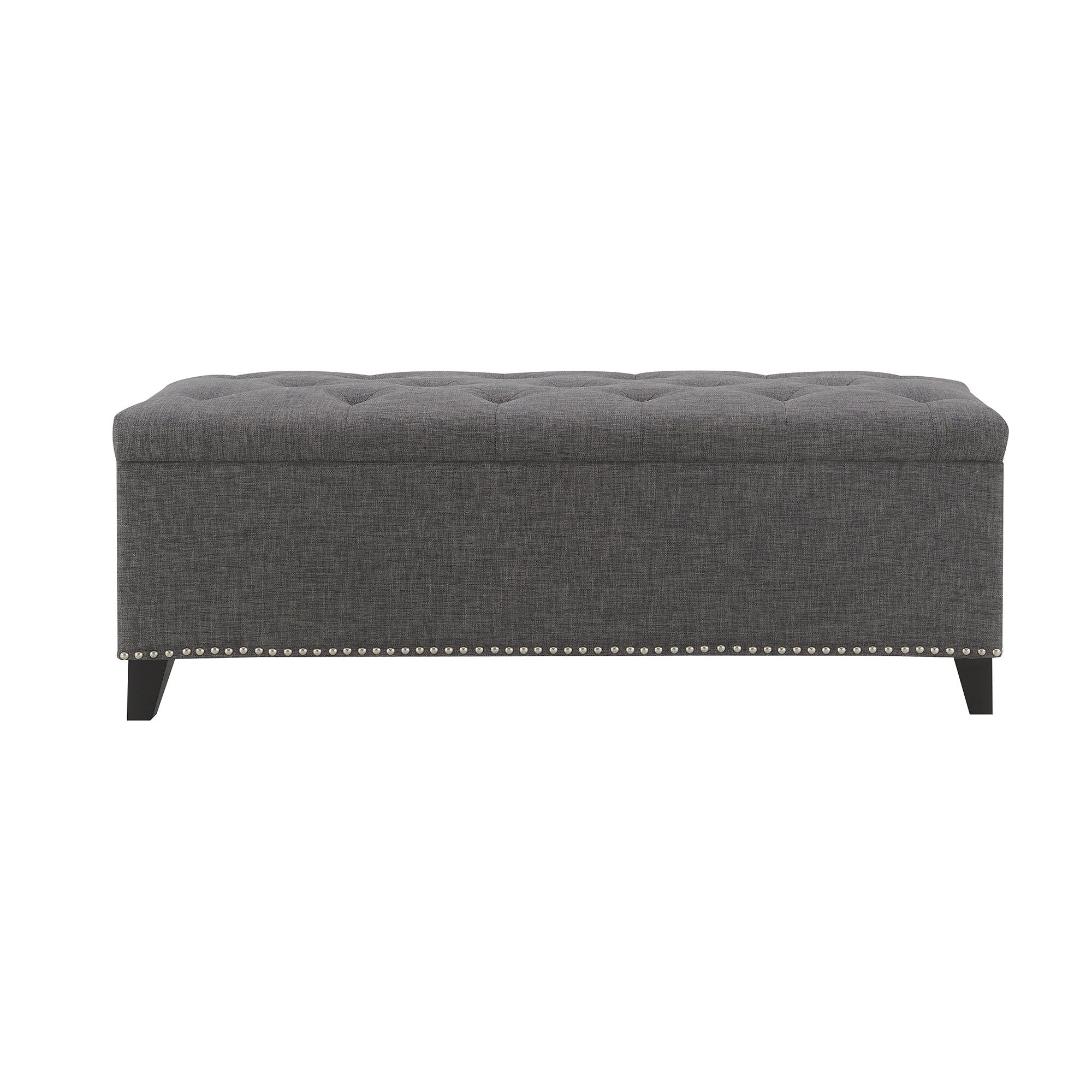 Button-Tufted Storage Ottoman With Safety Close Hinge