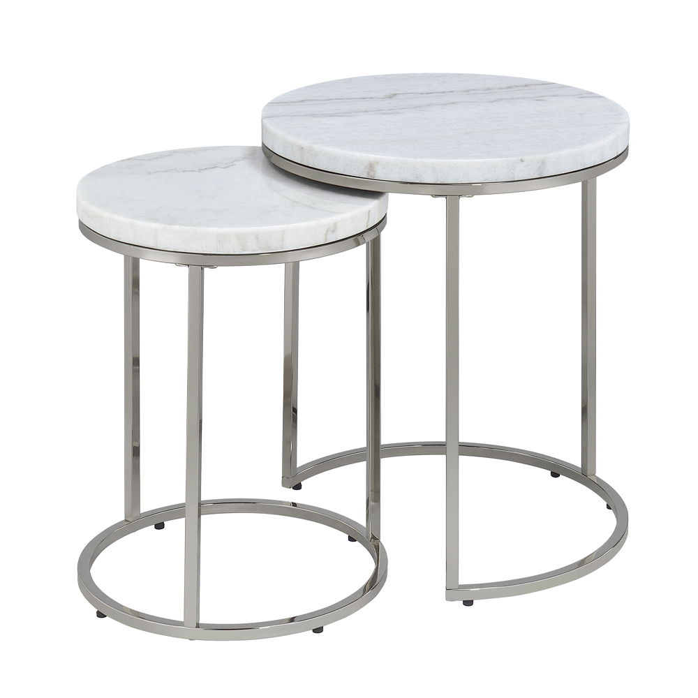 ACME Zaidee - Nesting Table Set - Nickel | Meri Furniture