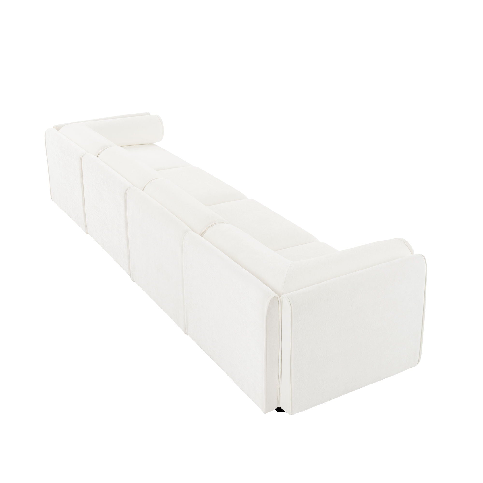 Stylish Chenille Sofa With Storage Seat And Cylindrical Backrest