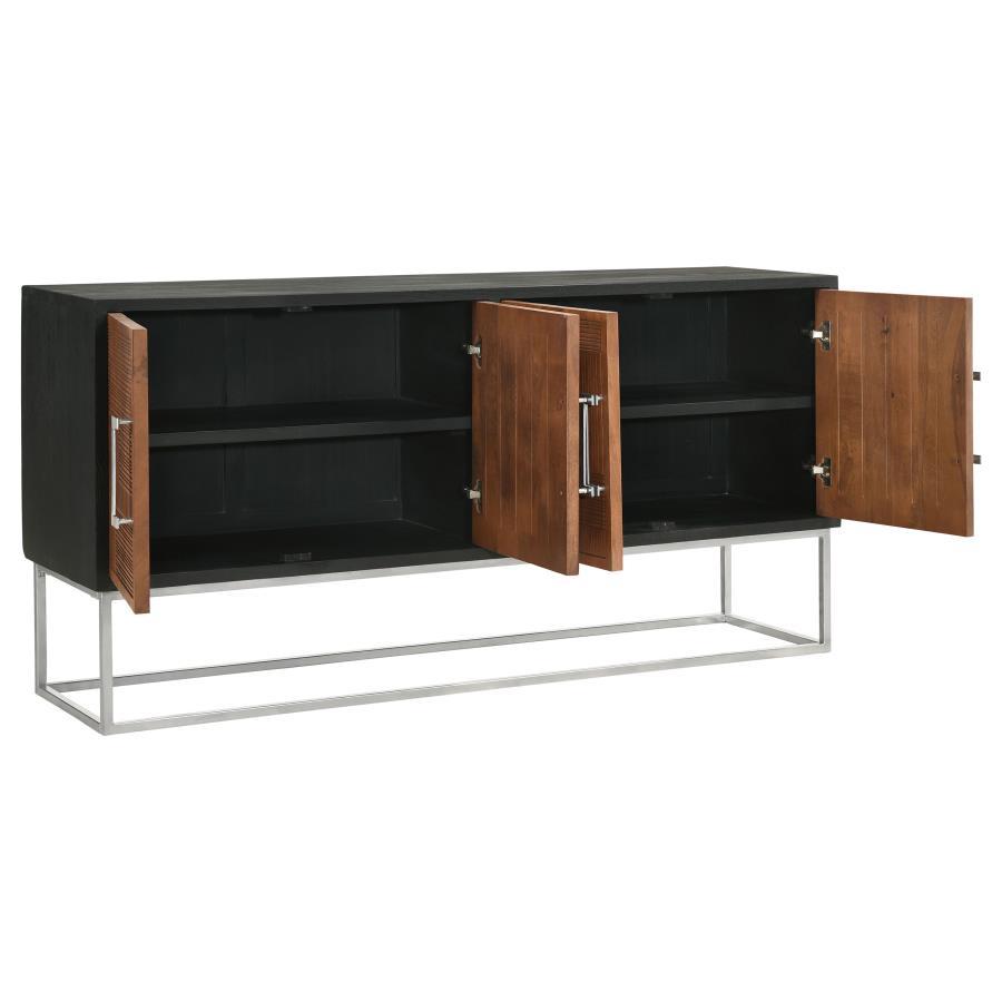 Coaster Fine Furniture Borman - 4 Door Wood Accent Cabinet - Walnut And Black | Meri Furniture