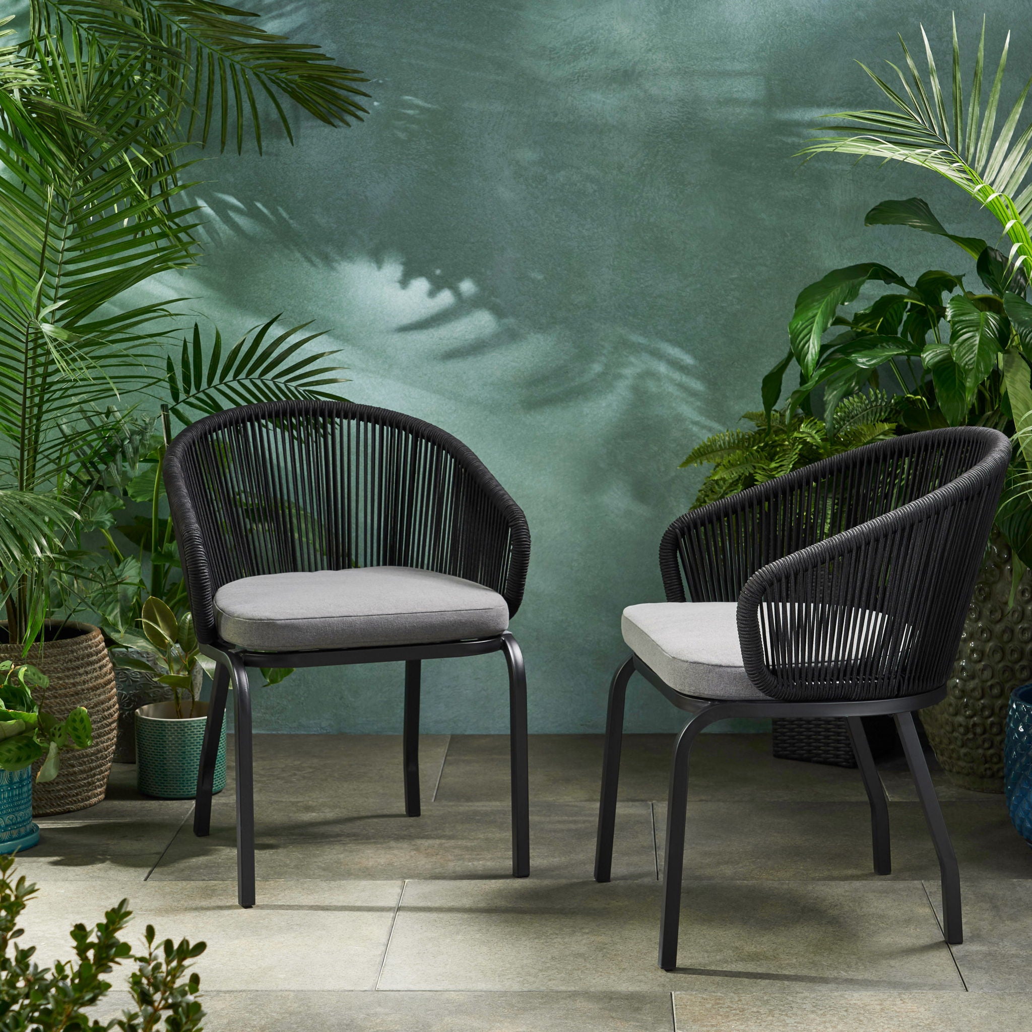 Outdoor Wicker Chair With Powder Coated Iron Legs