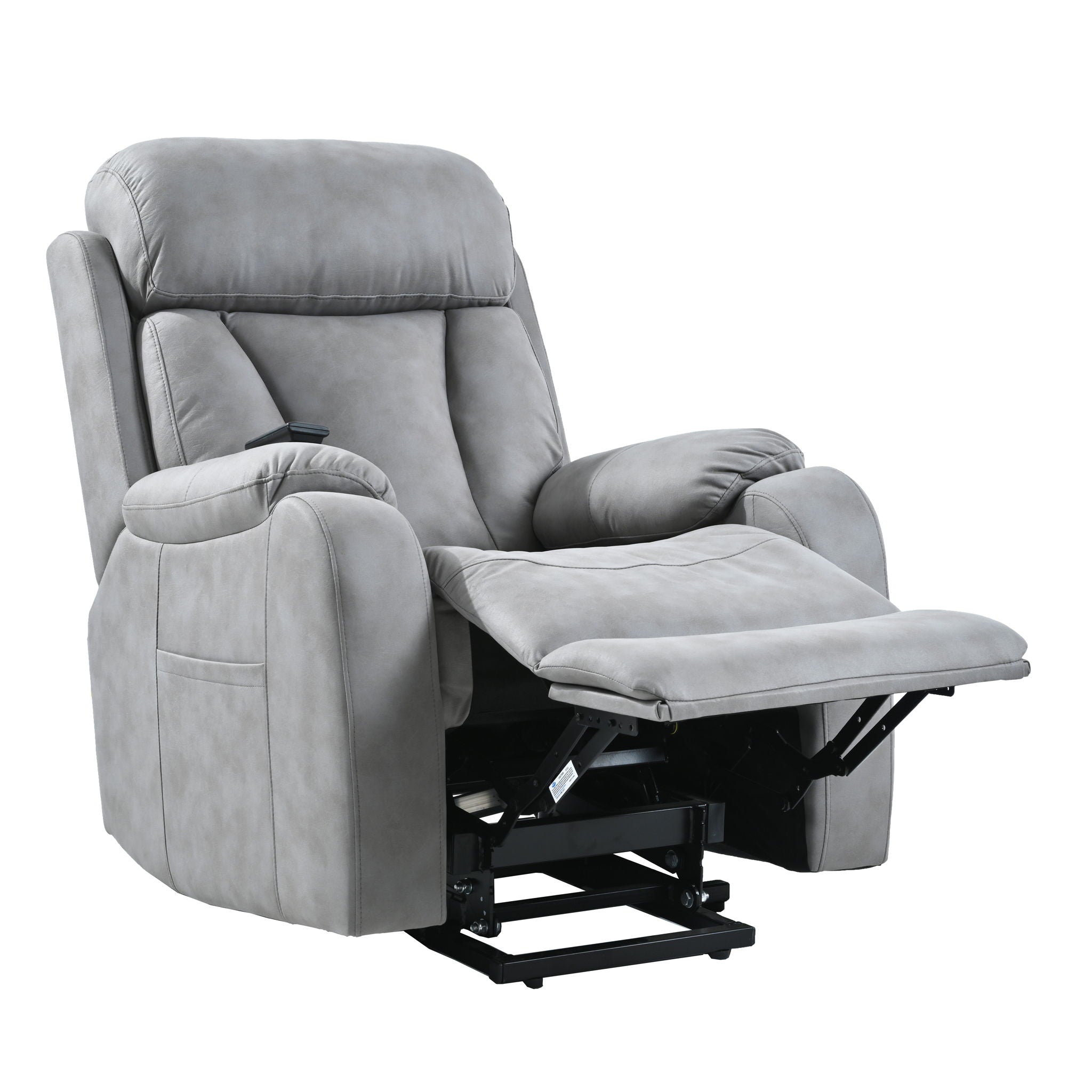Electric Power Lift Recliner Chair, Fabric Recliner Chair, Home Theater Seating, Living Room Chair, Side Pocket, Remote Control - Light Gray