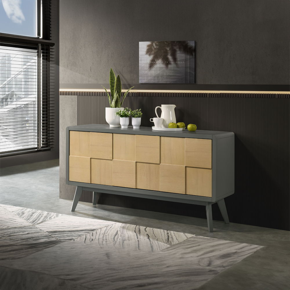 ACME Blayde - Server - Light Gray & Natural Finish | Meri Furniture