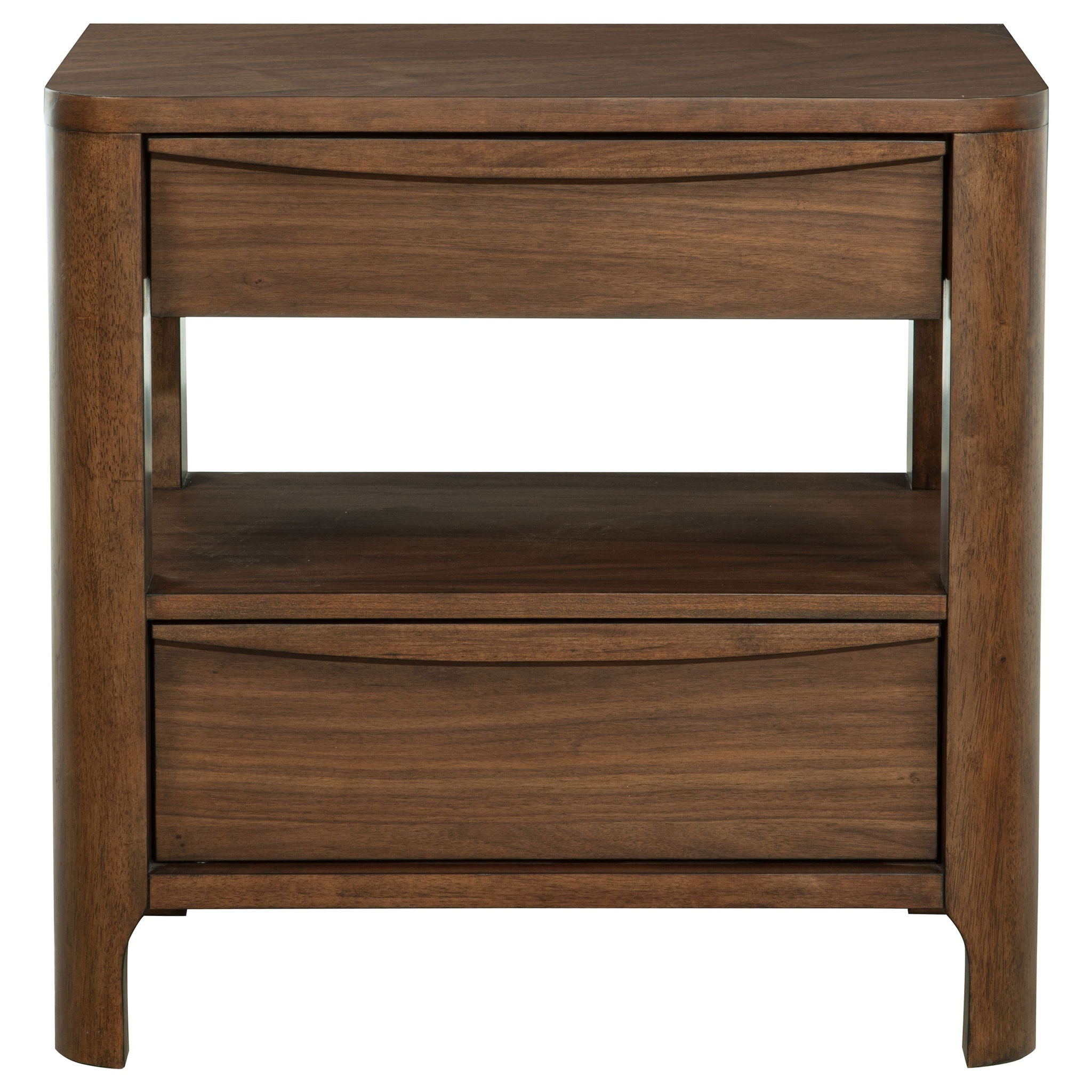 Verona - 2 Drawer Bedside Table With Hidden Storage - Walnut