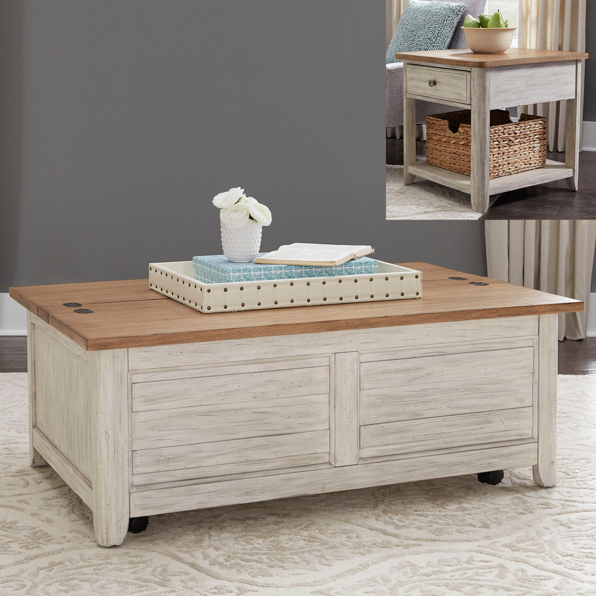 Liberty Furniture Farmhouse Reimagined - 3 Piece Table Set - White | Meri Furniture