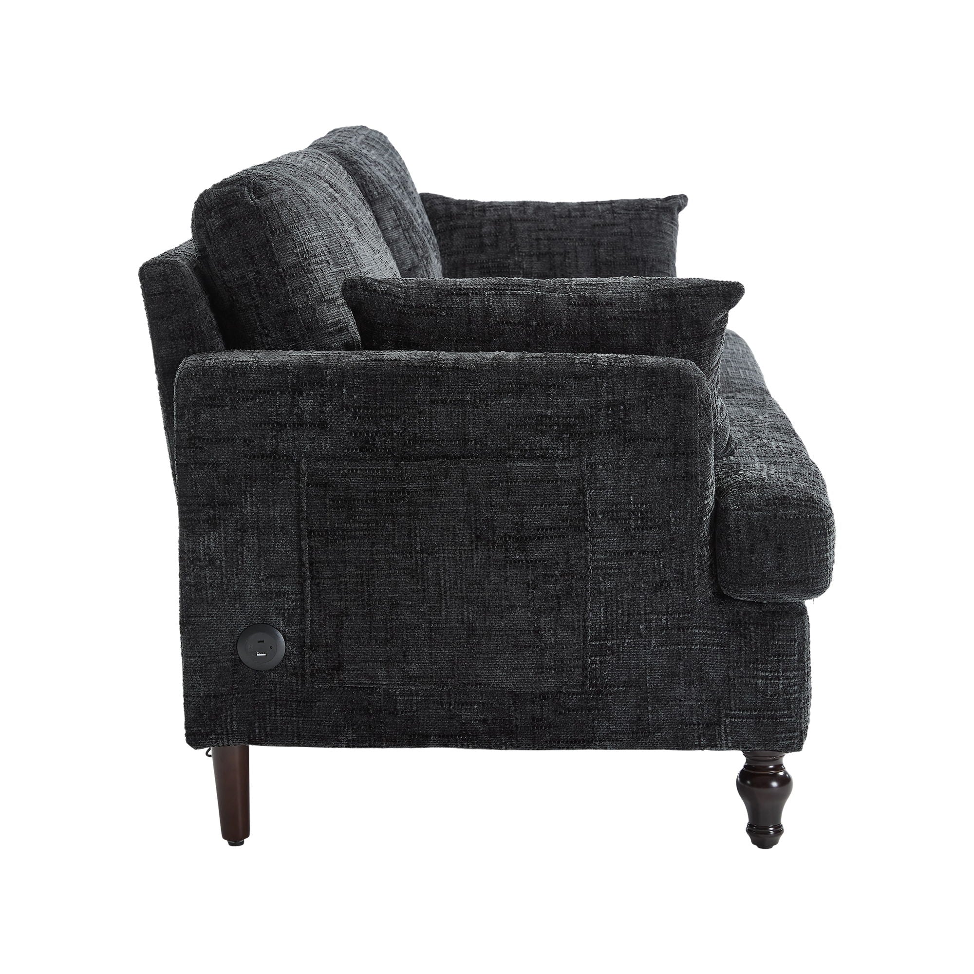 Chenille 2 Seater Sofa With LED Light, USB Charging Port, And Storage Bag