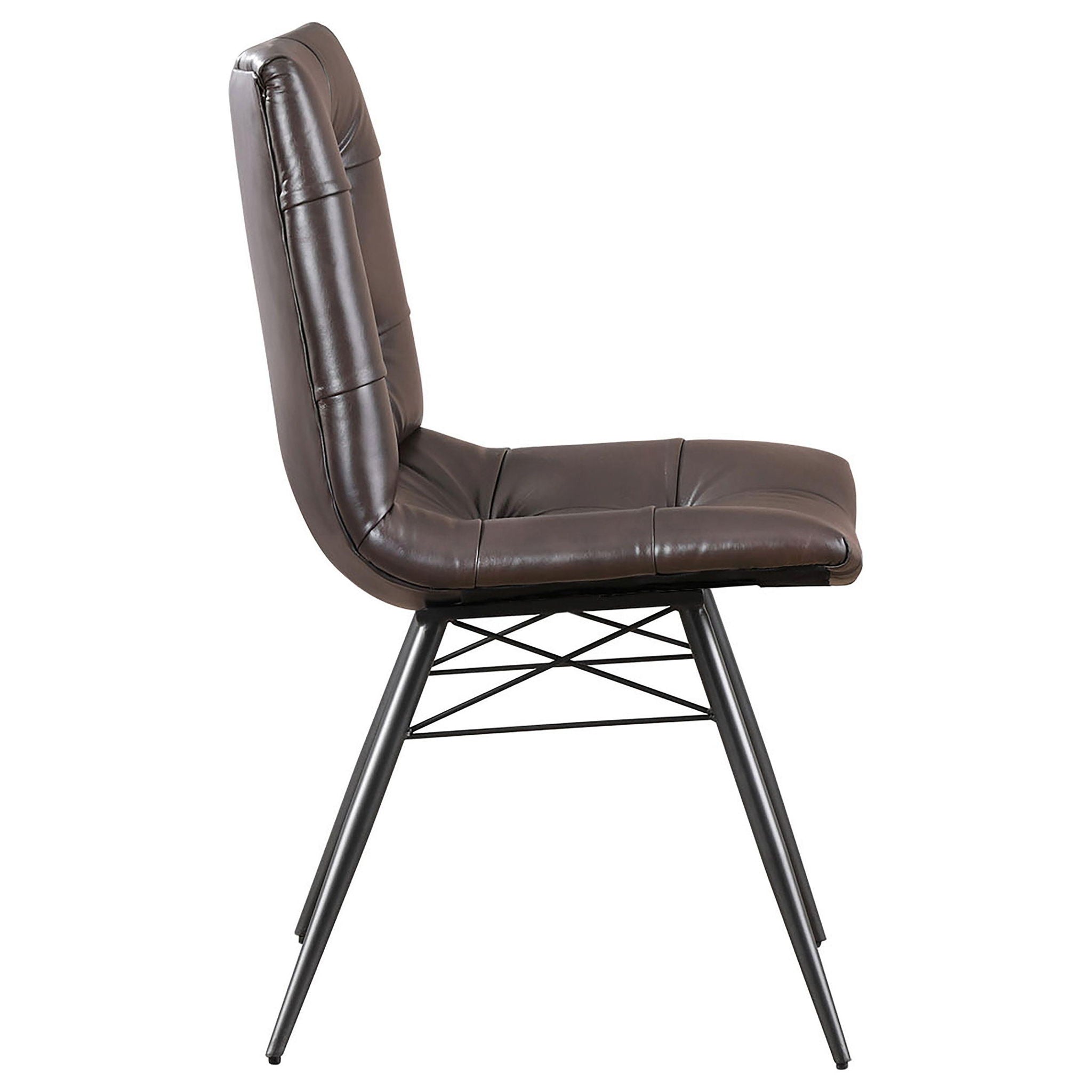Aiken Faux Leather Upholstered Dining Side Chair Dark Brown (Set of 4)