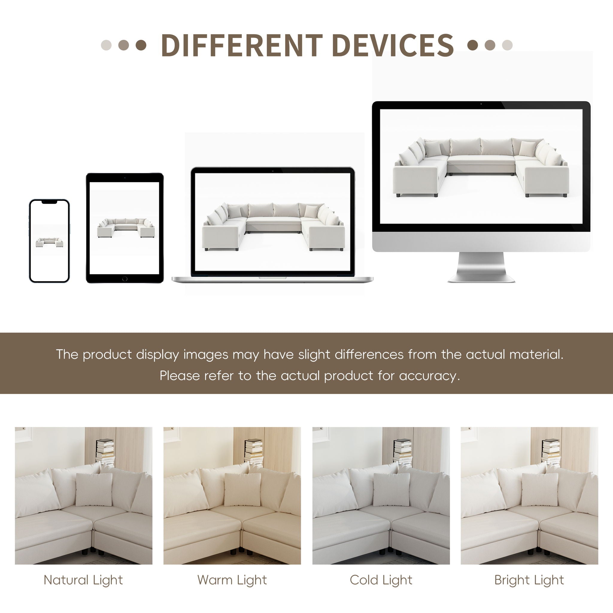 Modular Sectional Reversible U Shaped Couch Set, Free Combination Minimalist Style, Oversized 8 Seat Convertible Sofa