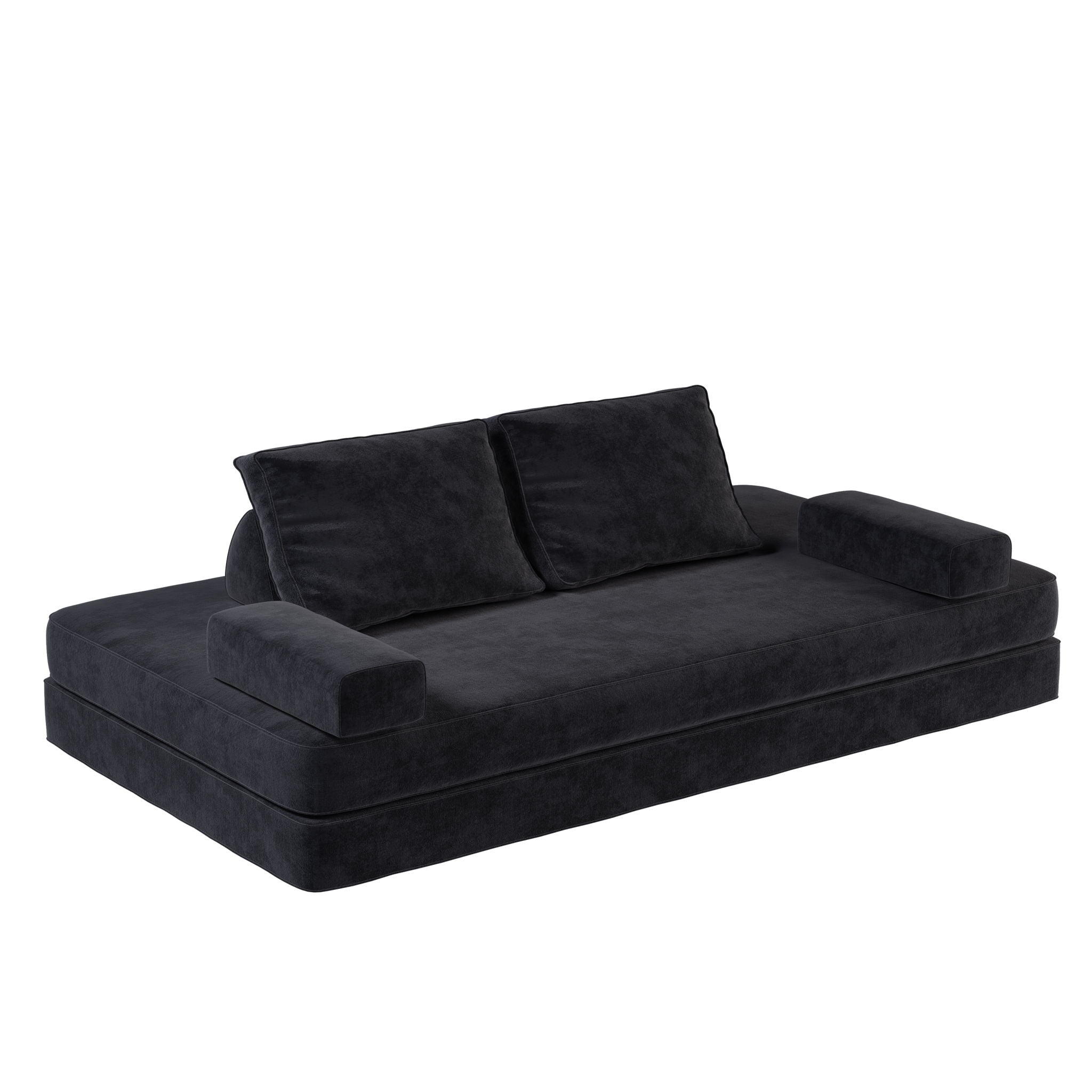 Multifunctional Convertible Sofa Bed With 2 Tumbler Backrests And 2 Pillows, Deep Seat Couch