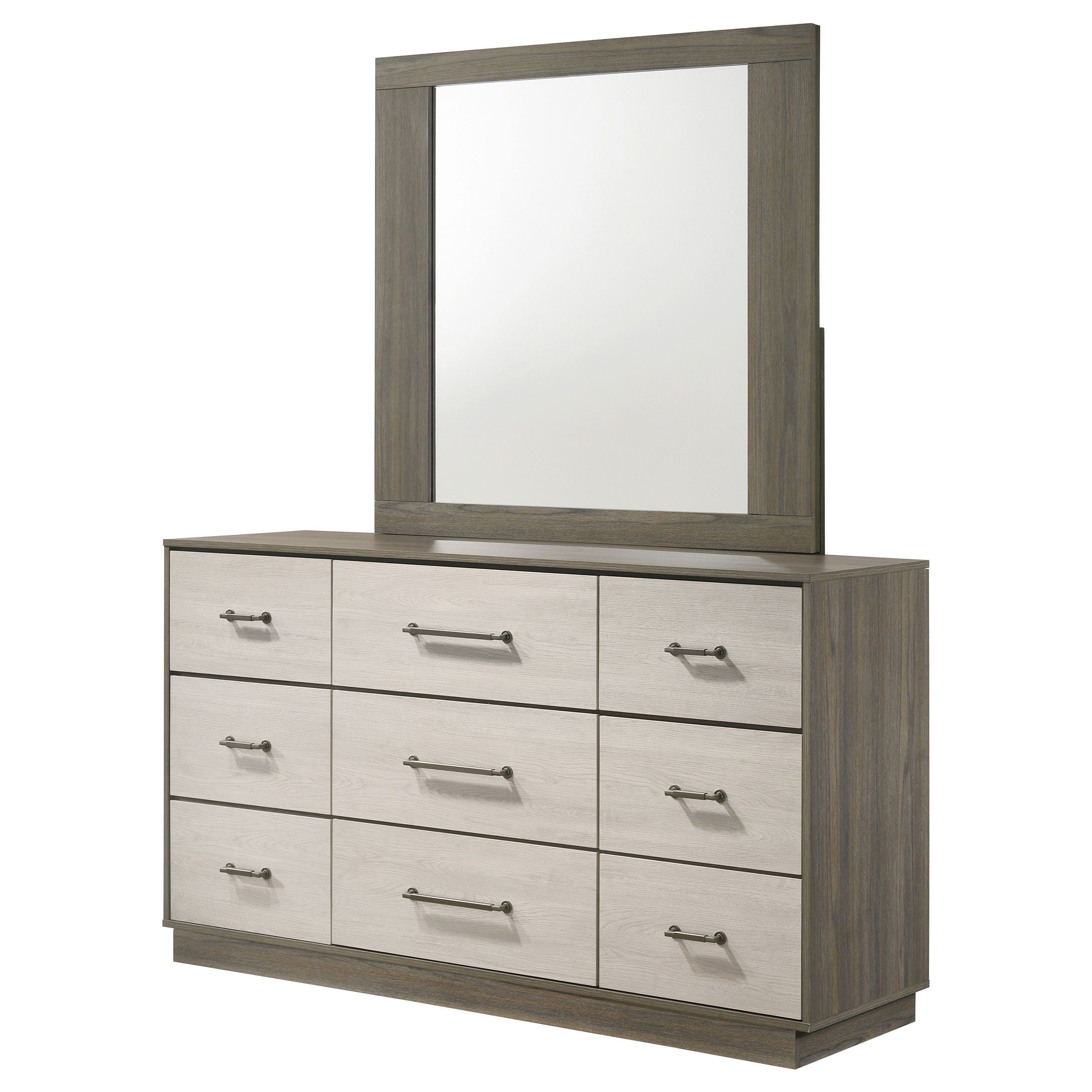 Coaster Fine Furniture Fenwick - 9-Drawer Dresser With Mirror - Gray Oak | Meri Furniture