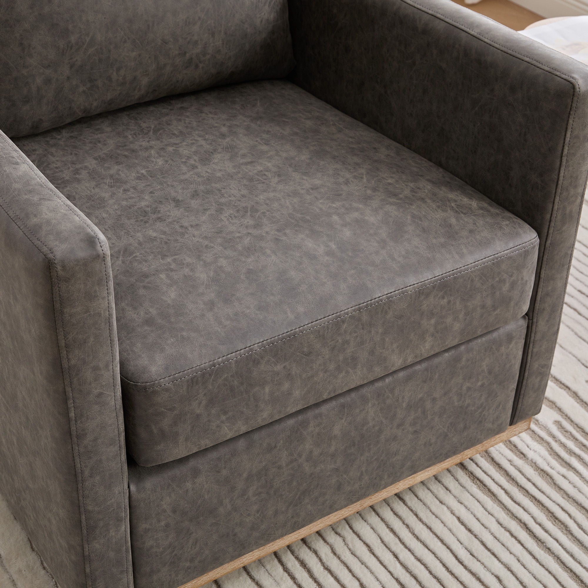 Modern Upholstered Square Swivel Accent Chair With 360 Degree Rotation