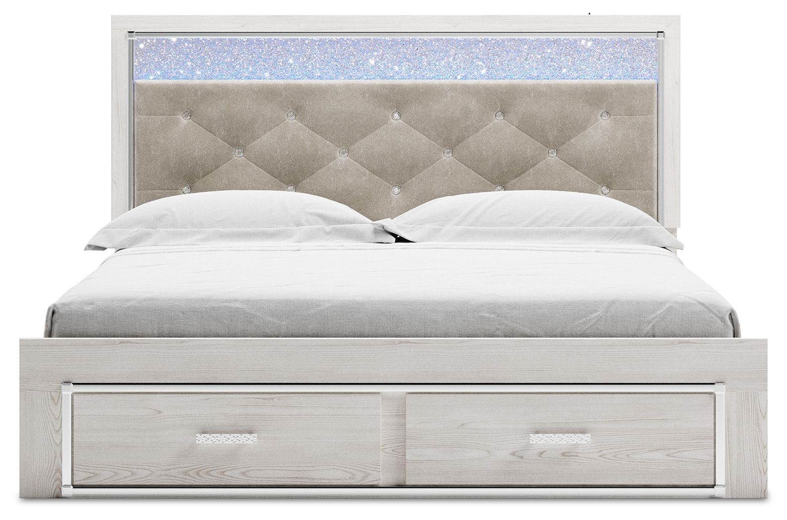 Signature Design by Ashley® Altyra - White - King Upholstered Storage Bed | Meri Furniture