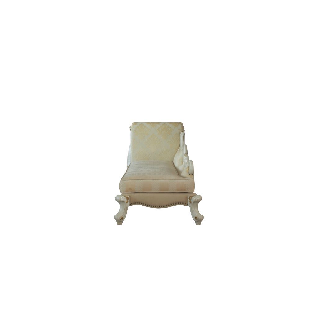ACME Picardy - Chaise - Antique Pearl & Fabric | Meri Furniture
