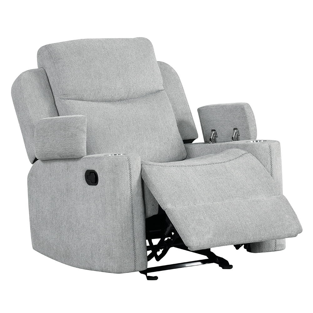 Galya - Motion Glider Recliner - Light Gray Chenille