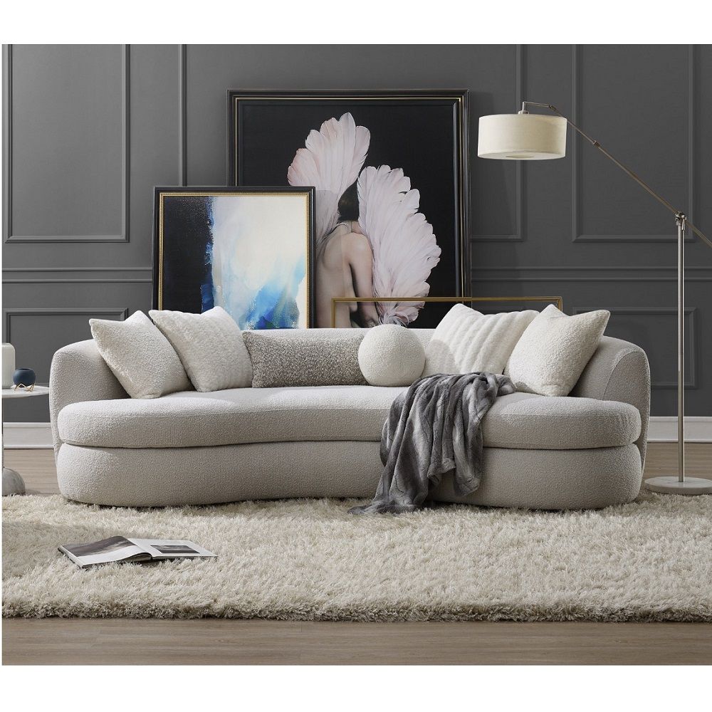ACME Iniko - Sofa With 6 Pillows - Beige Boucle | Meri Furniture