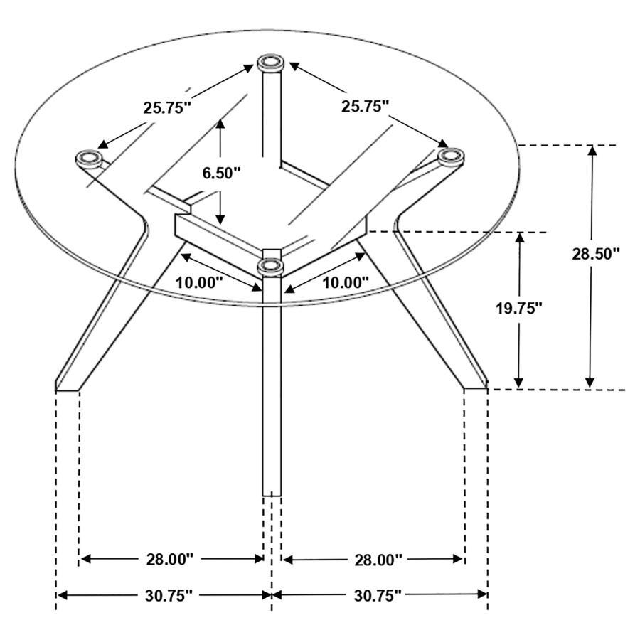 Coaster Fine Furniture Paxton - Round Glass Top Wood Dining Table - Nutmeg | Meri Furniture