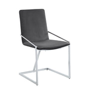 Zlatan - Side Chair Set of 2) - Gray Velvet & Chrome