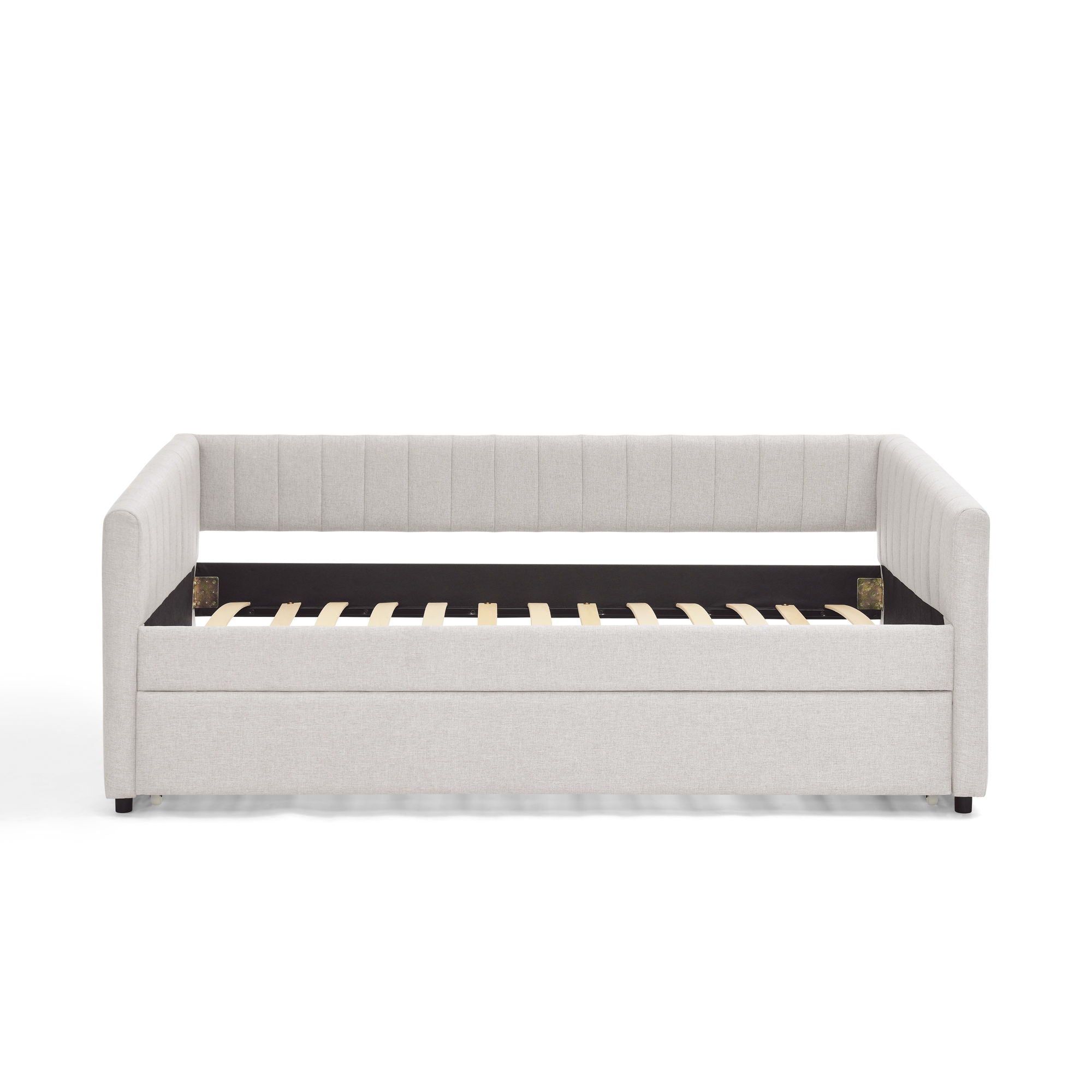 Upholstered Daybed With Trundle With Vertical Stripes