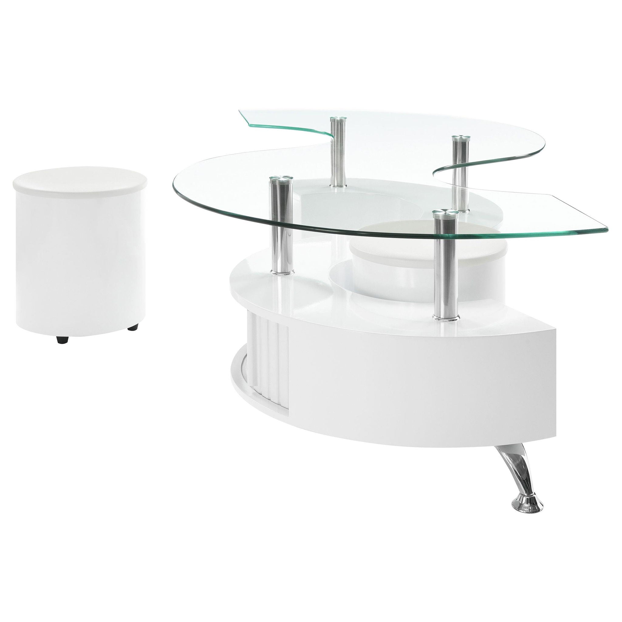 Buckley 3-piece Coffee Table and Stools Set White High Gloss