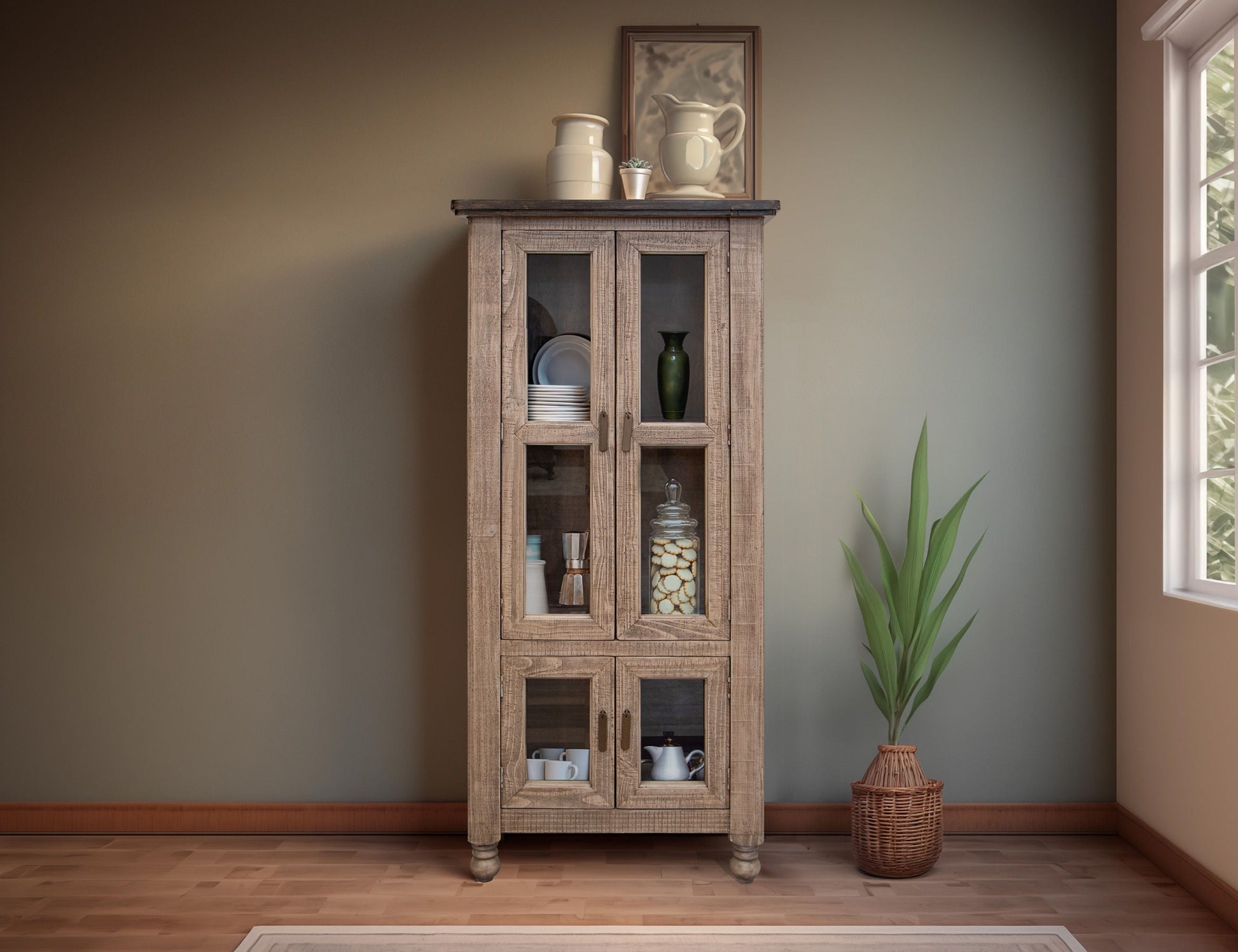 International Furniture Direct Natural Stone - Cabinet - Taupe Brown | Meri Furniture