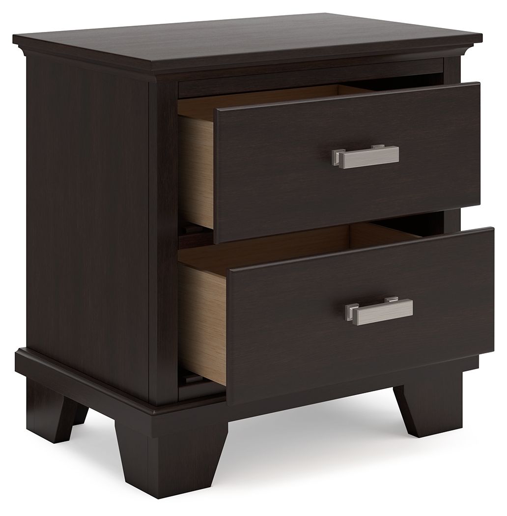 Signature Design by Ashley® Covetown - Dark Brown - Two Drawer Night Stand | Meri Furniture
