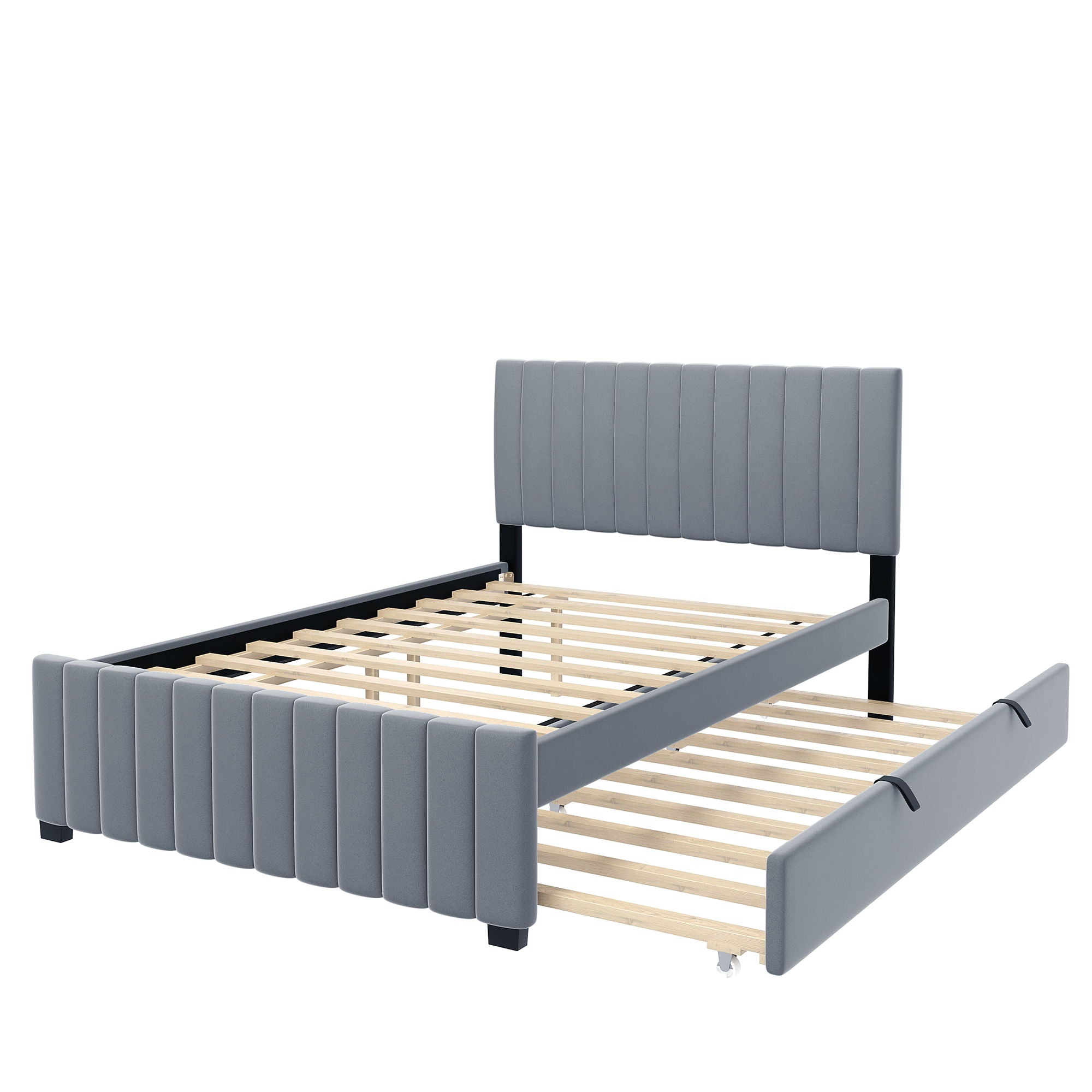 Elegant Upholstered Platform Bed With Twin Size Trundle