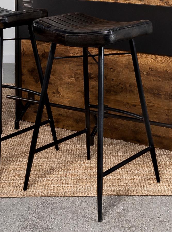 Coaster Fine Furniture Bayu - Leather Upholstered Saddle Seat Backless Bar Stool (Set of 2) | Meri Furniture