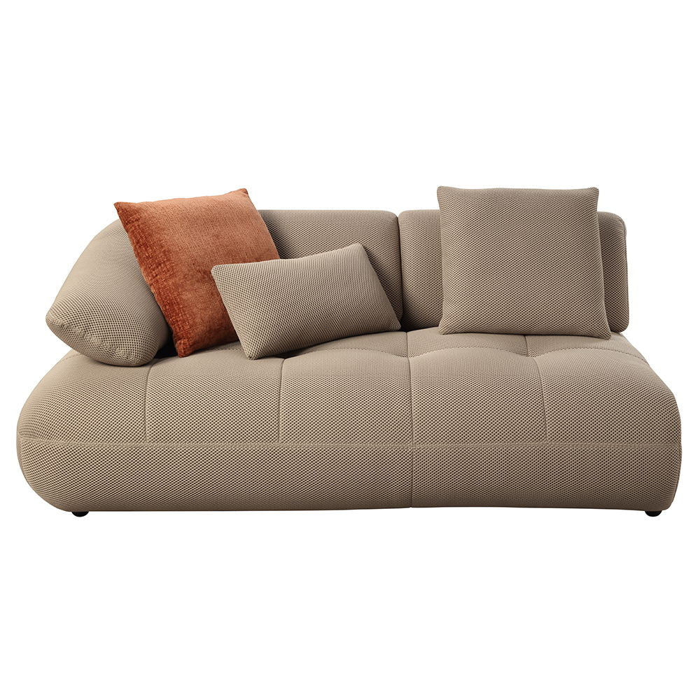 Carrick - Sectional Sofa With 6 Pillows - Beige Sandwich Mesh Fabric