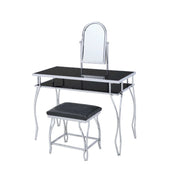 ACME Carene - Vanity Desk - Black PU & Chrome | Meri Furniture