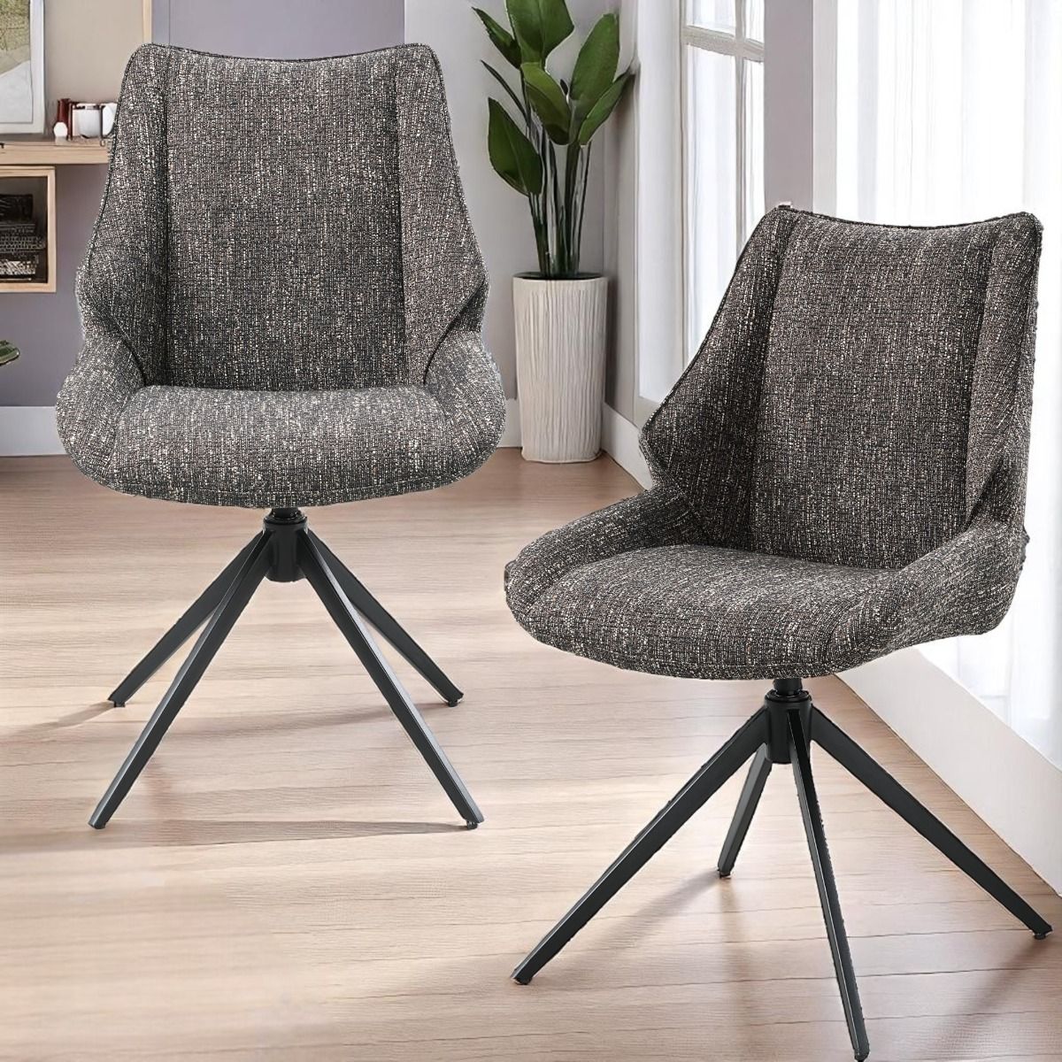 Malika - Side Chair With Swivel Set of 2) - Brown Chenille
