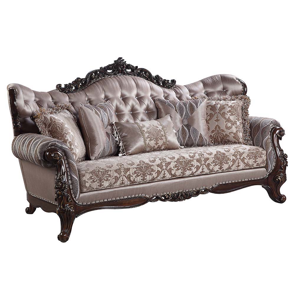 ACME Benbek - Sofa - Fabric & Antique Oak Finish | Meri Furniture