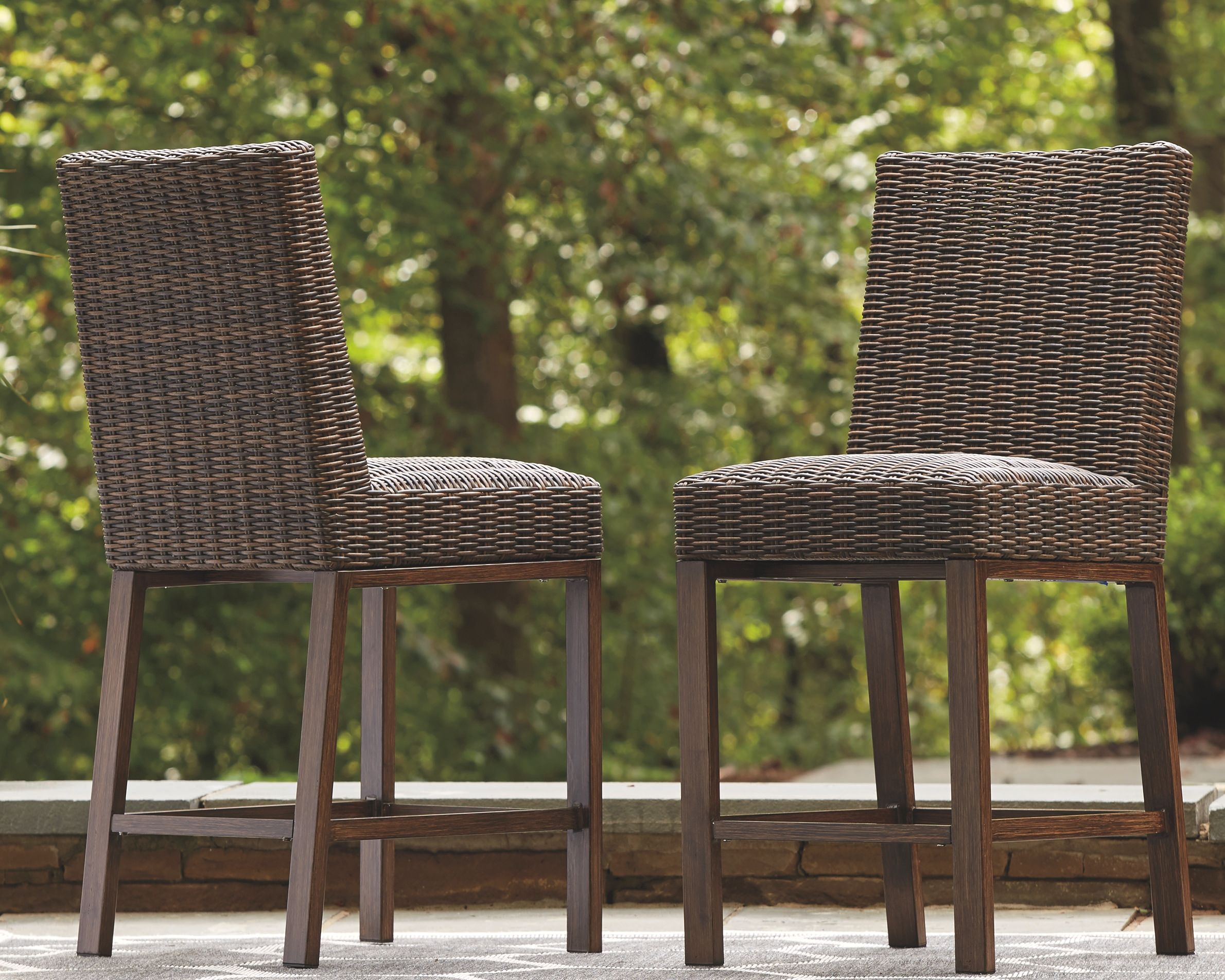 Ashley Furniture Paradise - Medium Brown - Barstool (Set of 2) | Meri Furniture