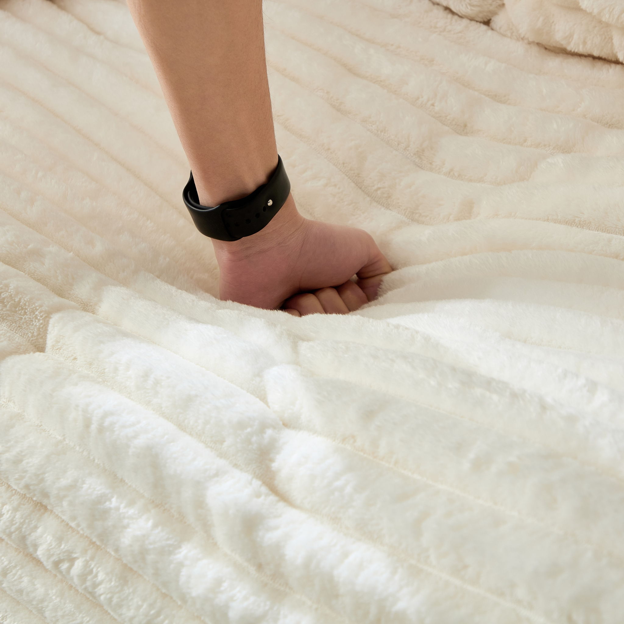 Plush Corduroy 4 Seat Sofa With Soft Pillows And Movable Ottoman