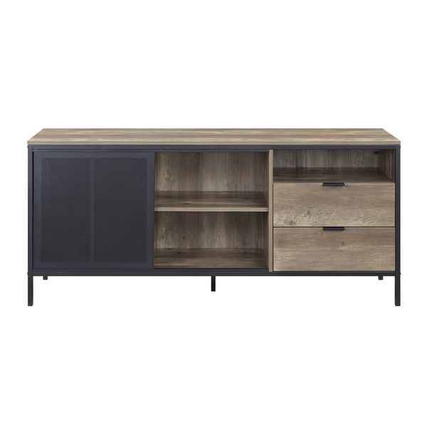 ACME Nantan - TV Stand - Rustic Oak & Black Finish - 28" | Meri Furniture