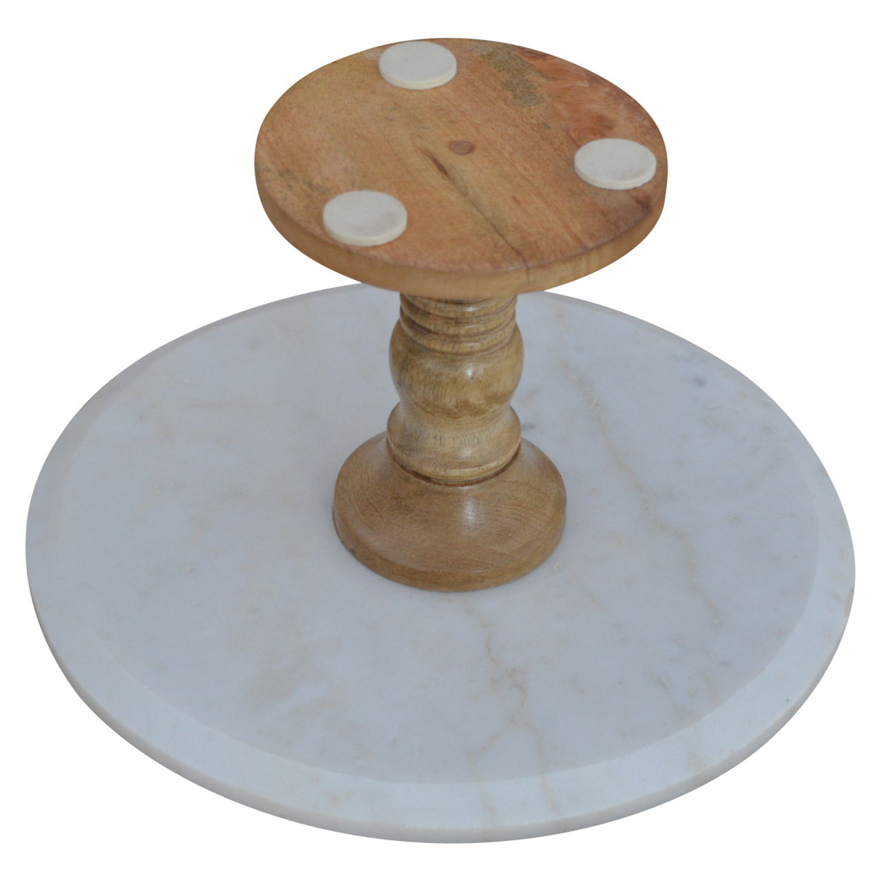 Cake Stand With Marble Top - Light Brown