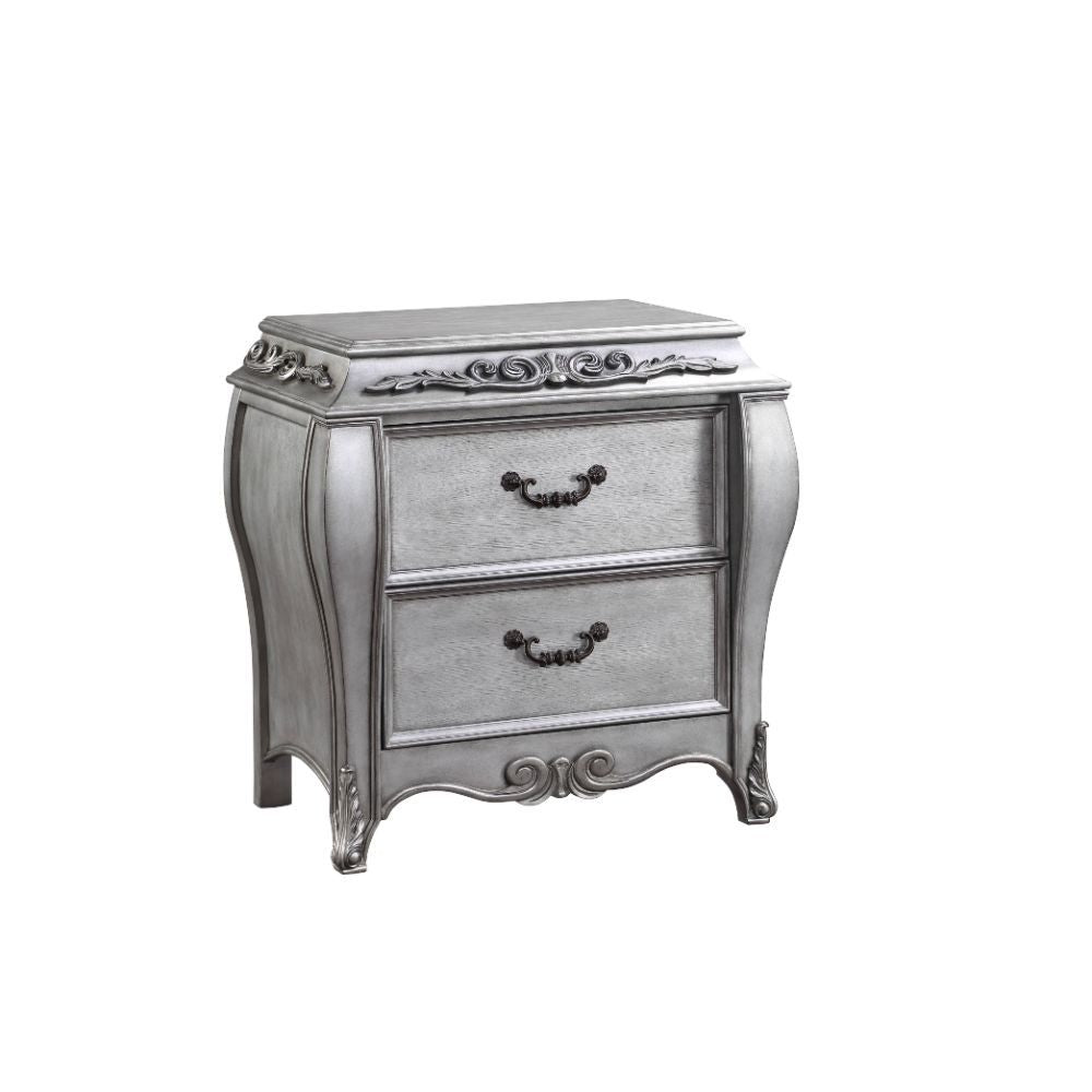 ACME Leonora - Nightstand - Vintage Platinum | Meri Furniture
