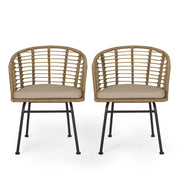 Randy - Modern Wicker Chair With Water Resistant Cushions - Brown / Beige