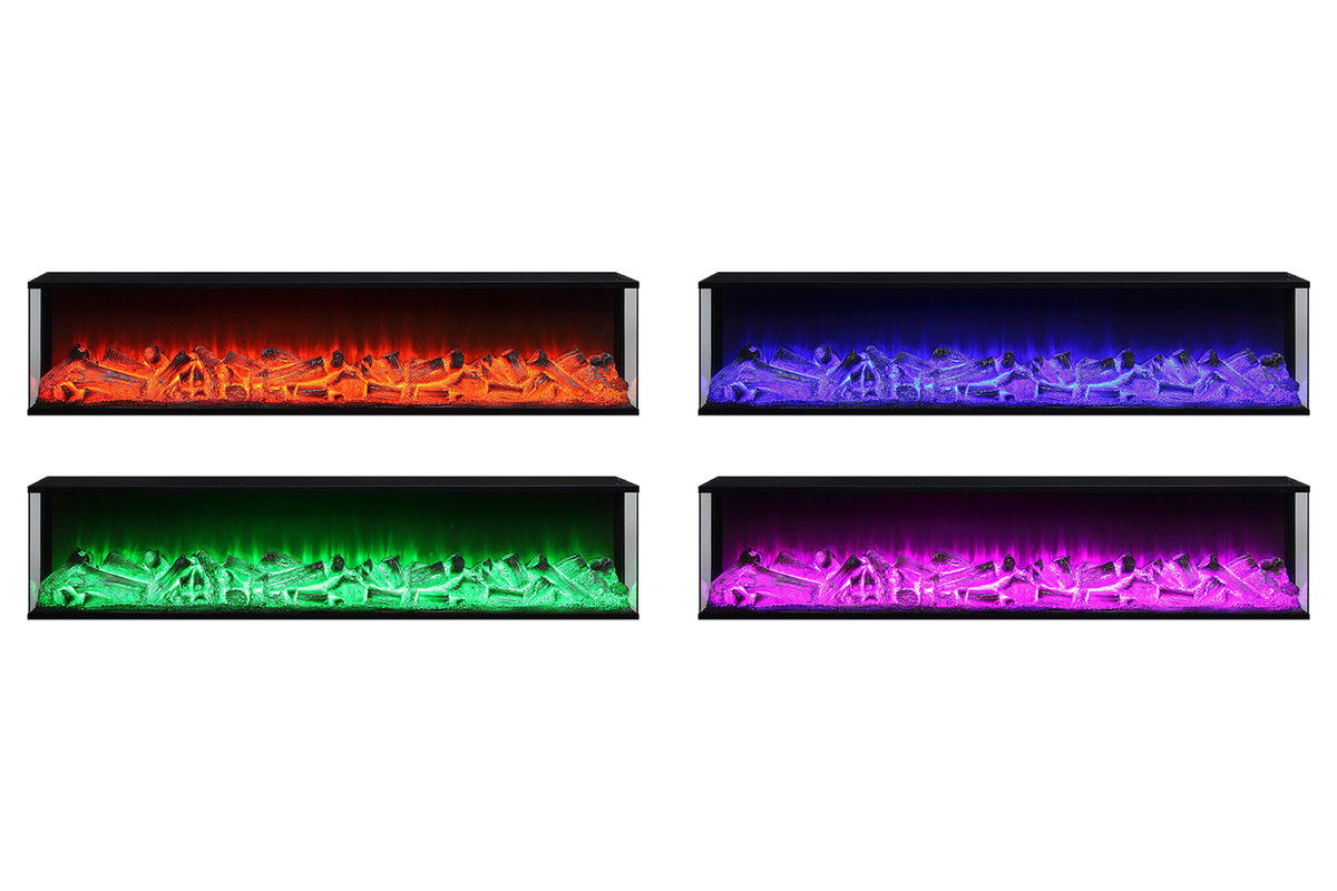 Dorian 71"W White Finish TV Stand with Fireplace and Speaker