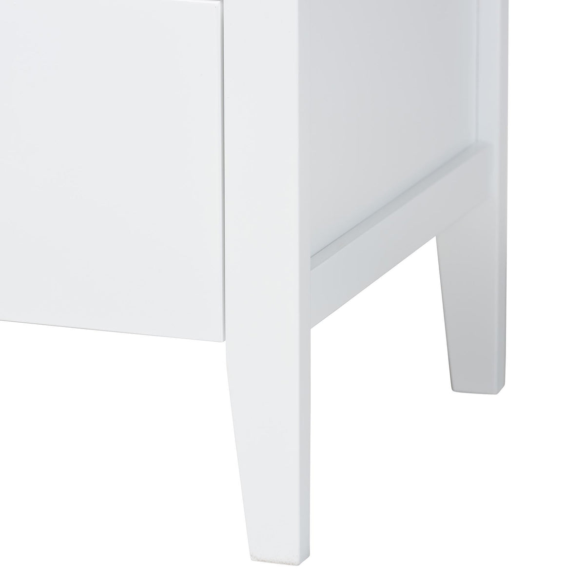 Lara Nightstand - 2-Drawer Bedside Table with Laser-Cut Geometric Overlay for Bedroom or Guest Room, White