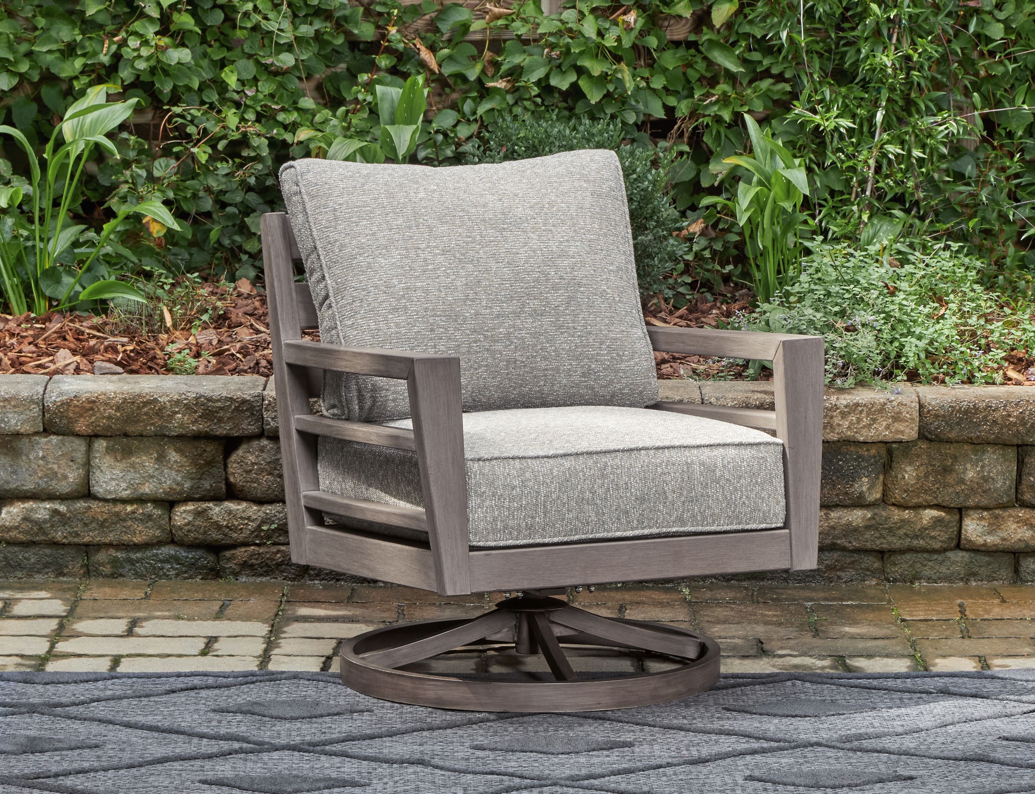 Signature Design by Ashley® Hillside Barn - Gray / Brown - Swivel Lounge W/ Cushion | Meri Furniture