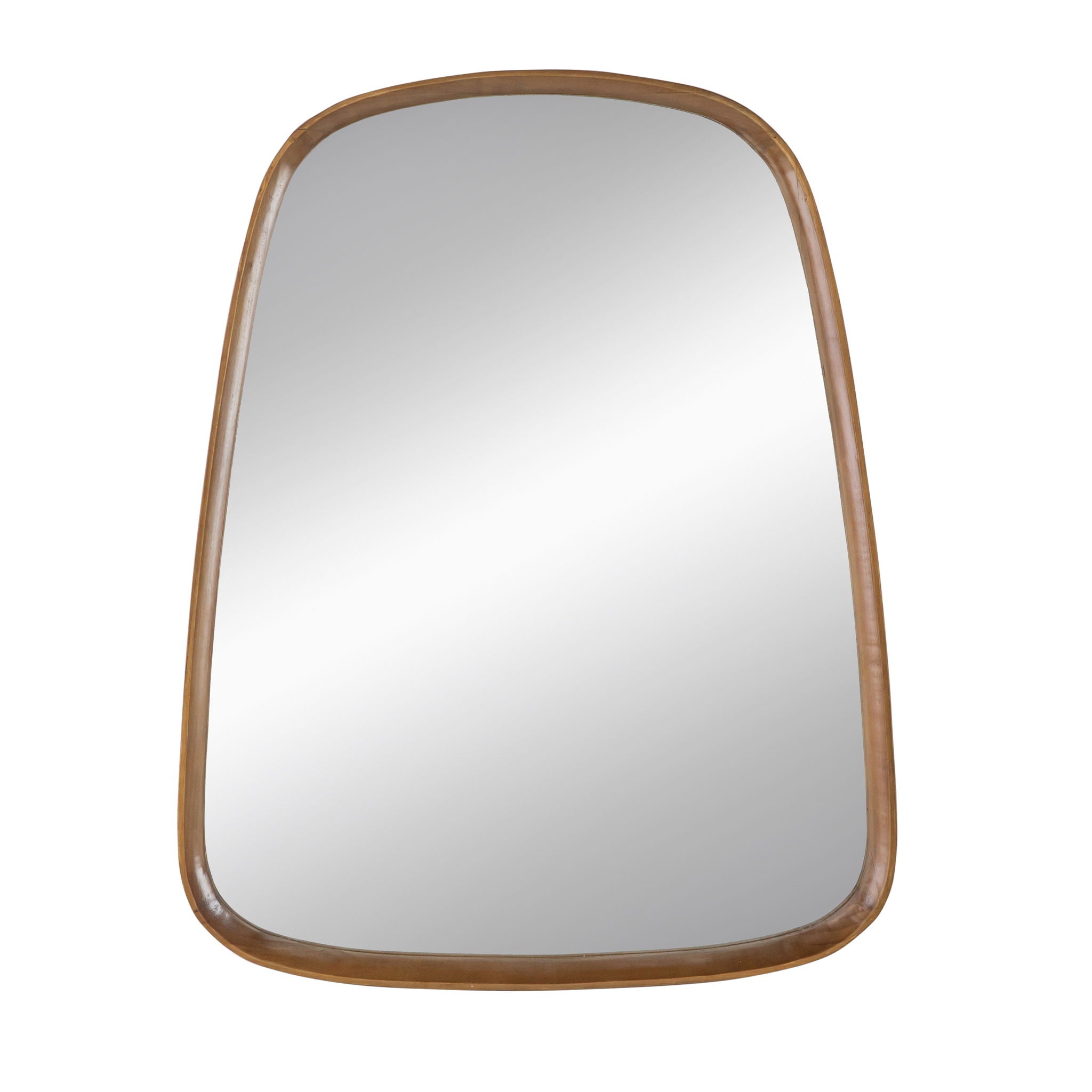Irrgeular Mirror With Wood Frame, Wall Mirror For Living Room Bathroom Entryway - Brown
