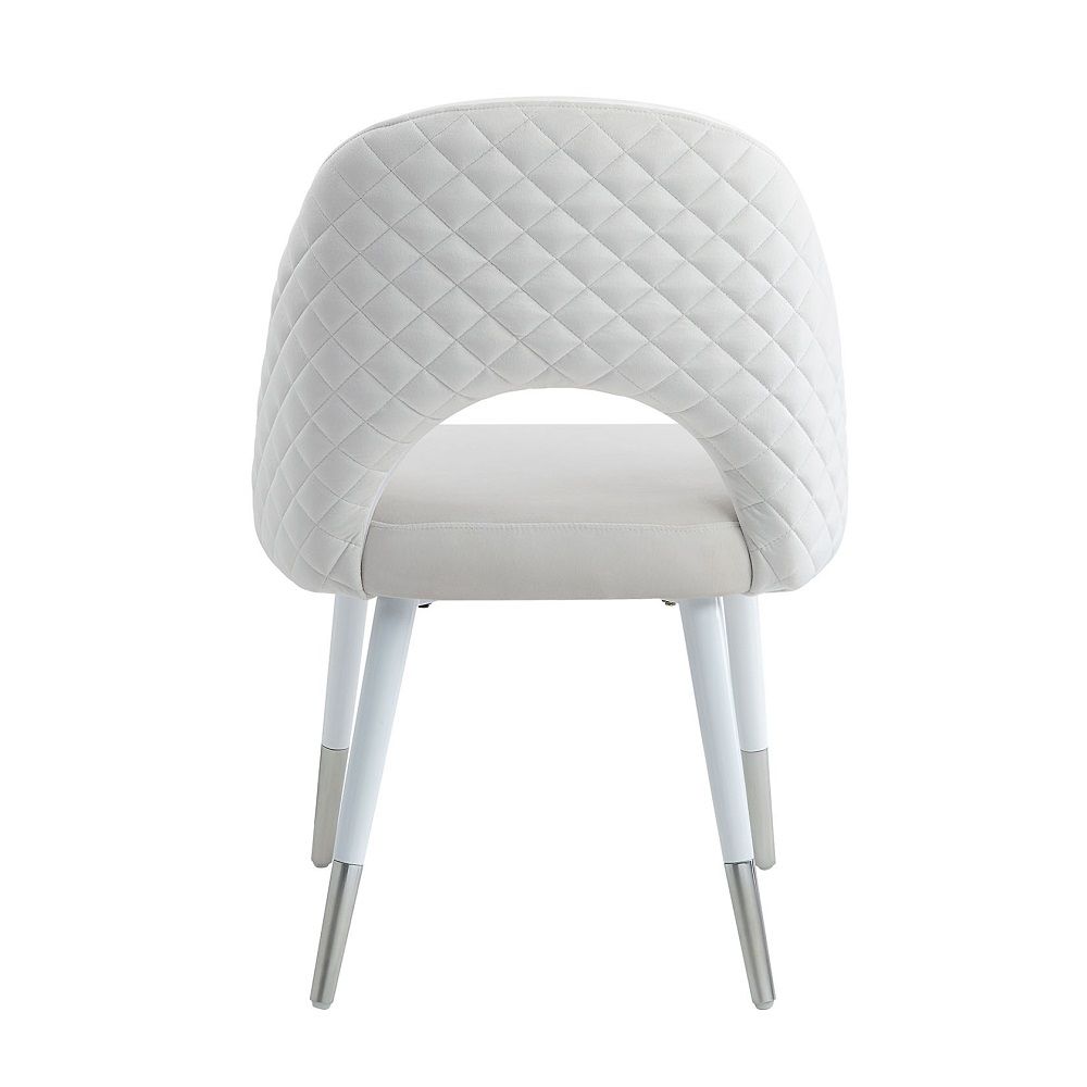 ACME Zemirah - Side Chair (Set of 2) - White Velvet & White | Meri Furniture