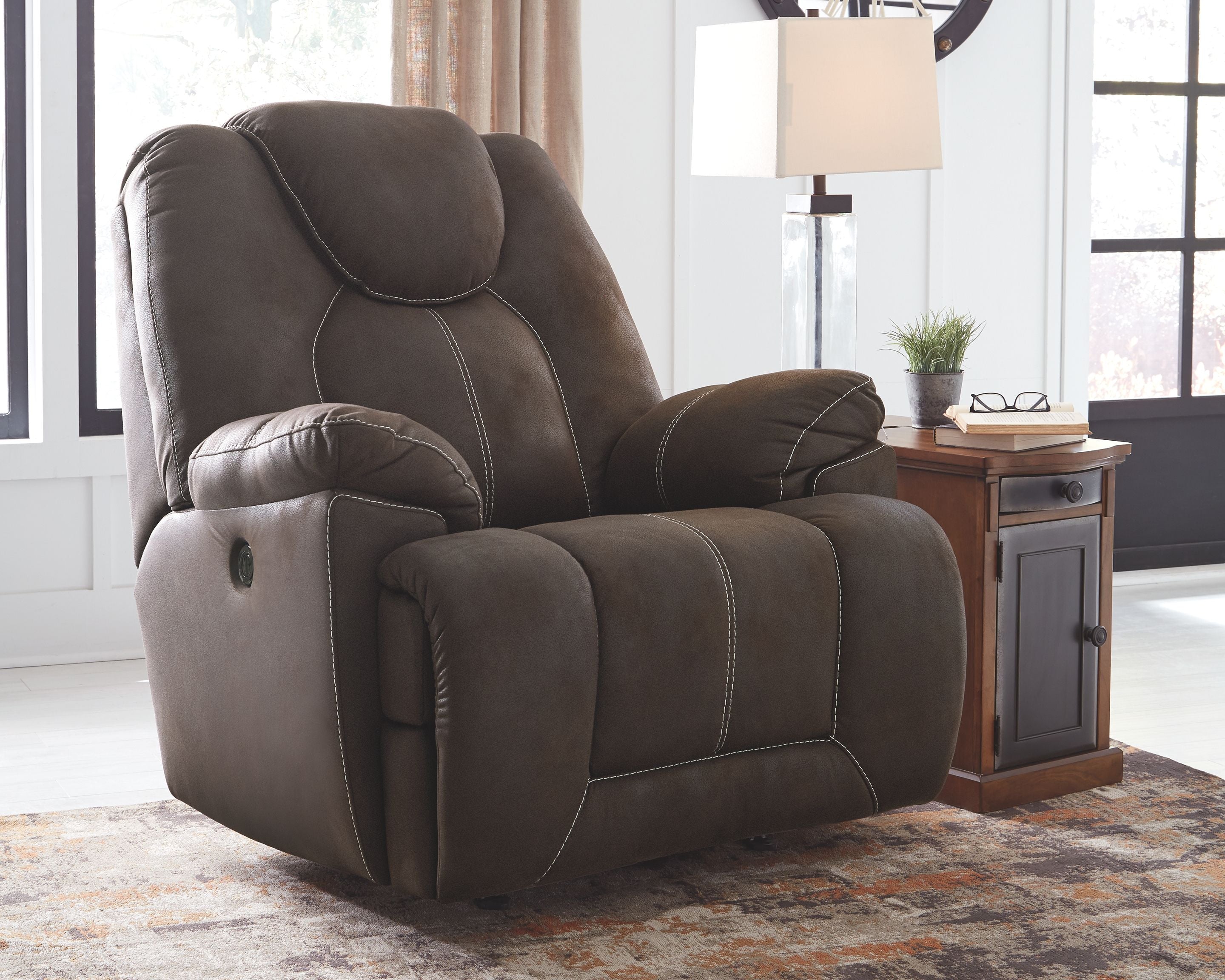 Ashley Furniture Warrior - Brown Dark - Power Rocker Recliner | Meri Furniture