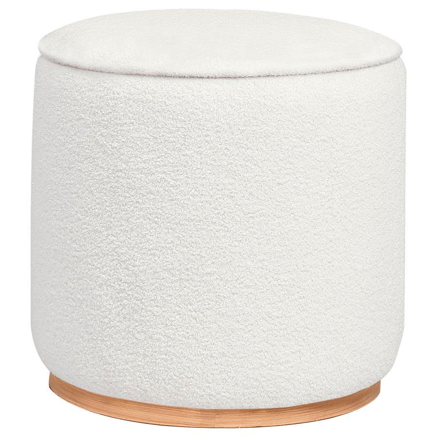 Coaster Fine Furniture Zena - Faux Sheepskin Upholstered Round Ottoman | Meri Furniture