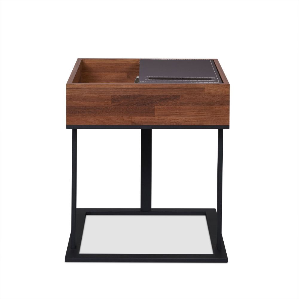 ACME Sara - I - I End Table - Espresso PU, Walnut & Sandy Black | Meri Furniture